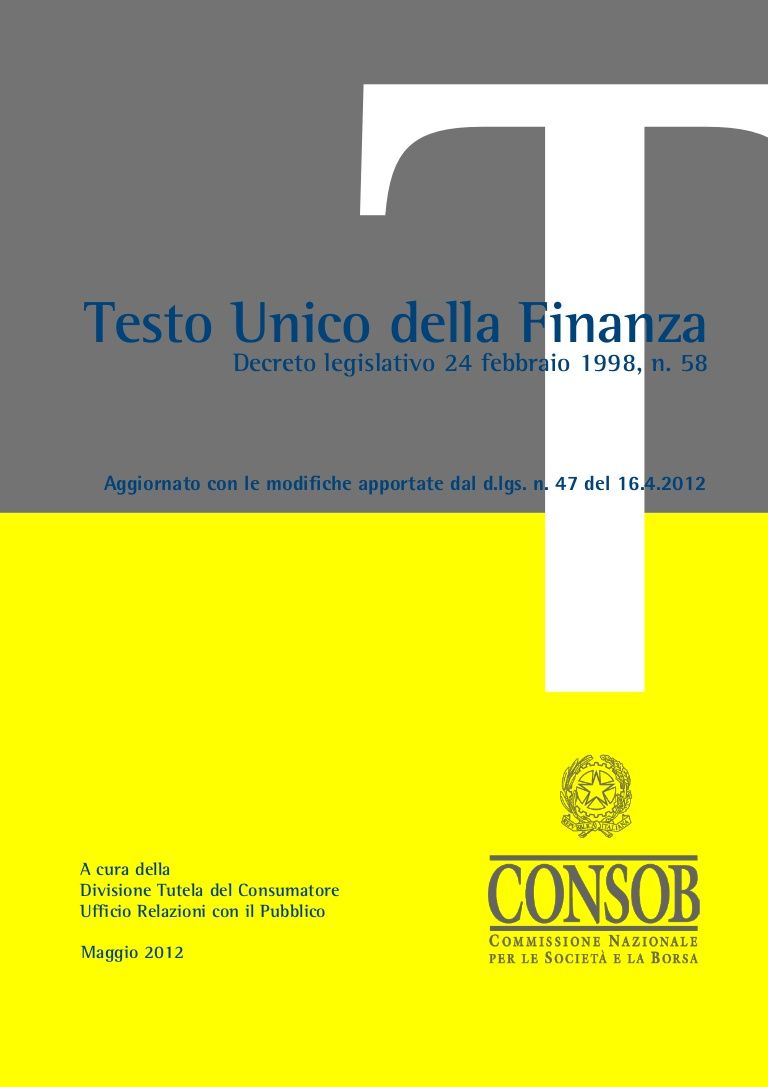 Dlgs 58/1998 Testo Unico della Finanza